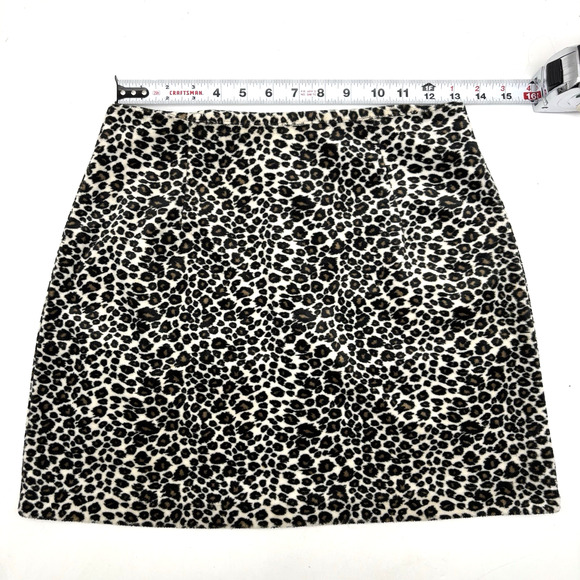 Vintage 90s Pandora Casuals Fuzzy Leopard Print Mini Skirt L 25x15" Made in USA - Picture 7 of 13